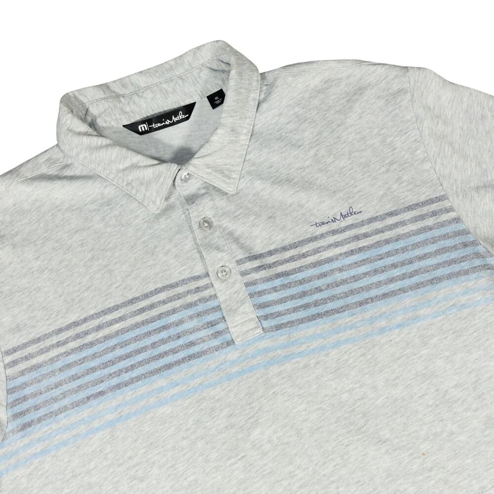 Travis Mathew Striped Cotton Blend Peru Performance Golf Polo Shirt XL